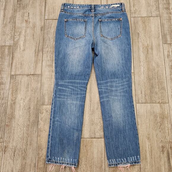 Pilcro Jeans Womens Size 28 Slim Boyfriend Distressed Pink Frayed Ankle Crop - Picture 7 of 11